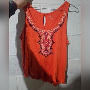 Merona Orange Embroidered Tank Top Size XL